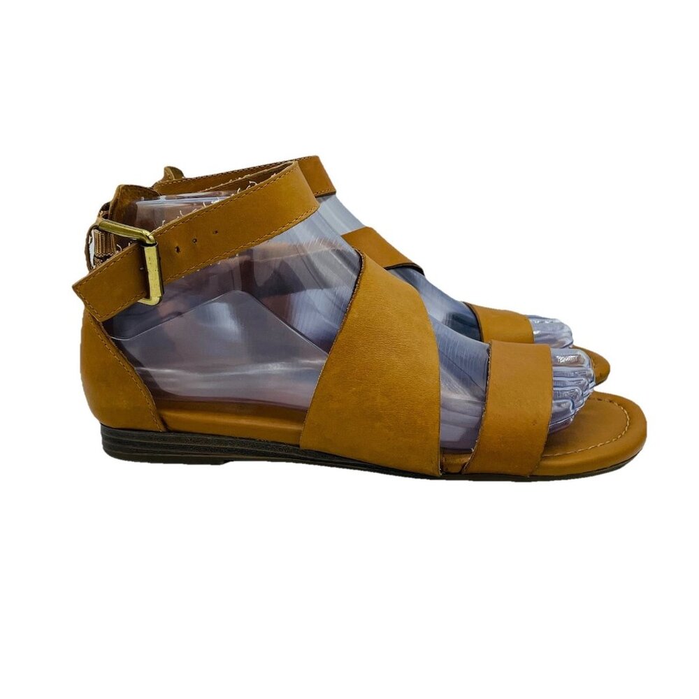 Franco Sarto Shoes Womens Size 6.5 M Brown Griffith Leather Slip On Heel Sandals